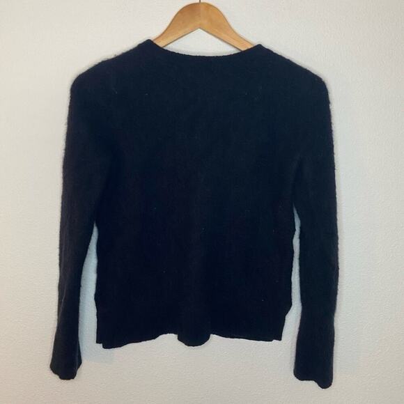 Nordstrom Black Crewneck Cashmere Long Sleeve Fitted Sweater Size Large - Picture 2 of 5
